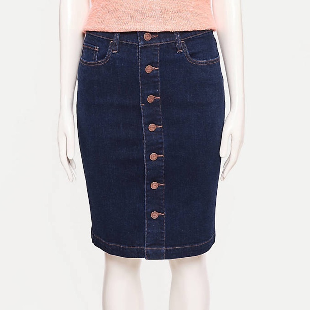 Loft Denim Button down pencil skirt